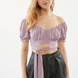 UO ruched lavender tie crop top (WORN ONCE)